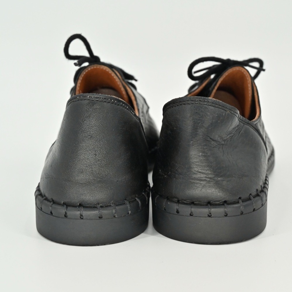 MARAK Loafers Womens Size 38 Black Mari Perforated Leather‎ Lace Up Whipstitched - Picture 5 of 10